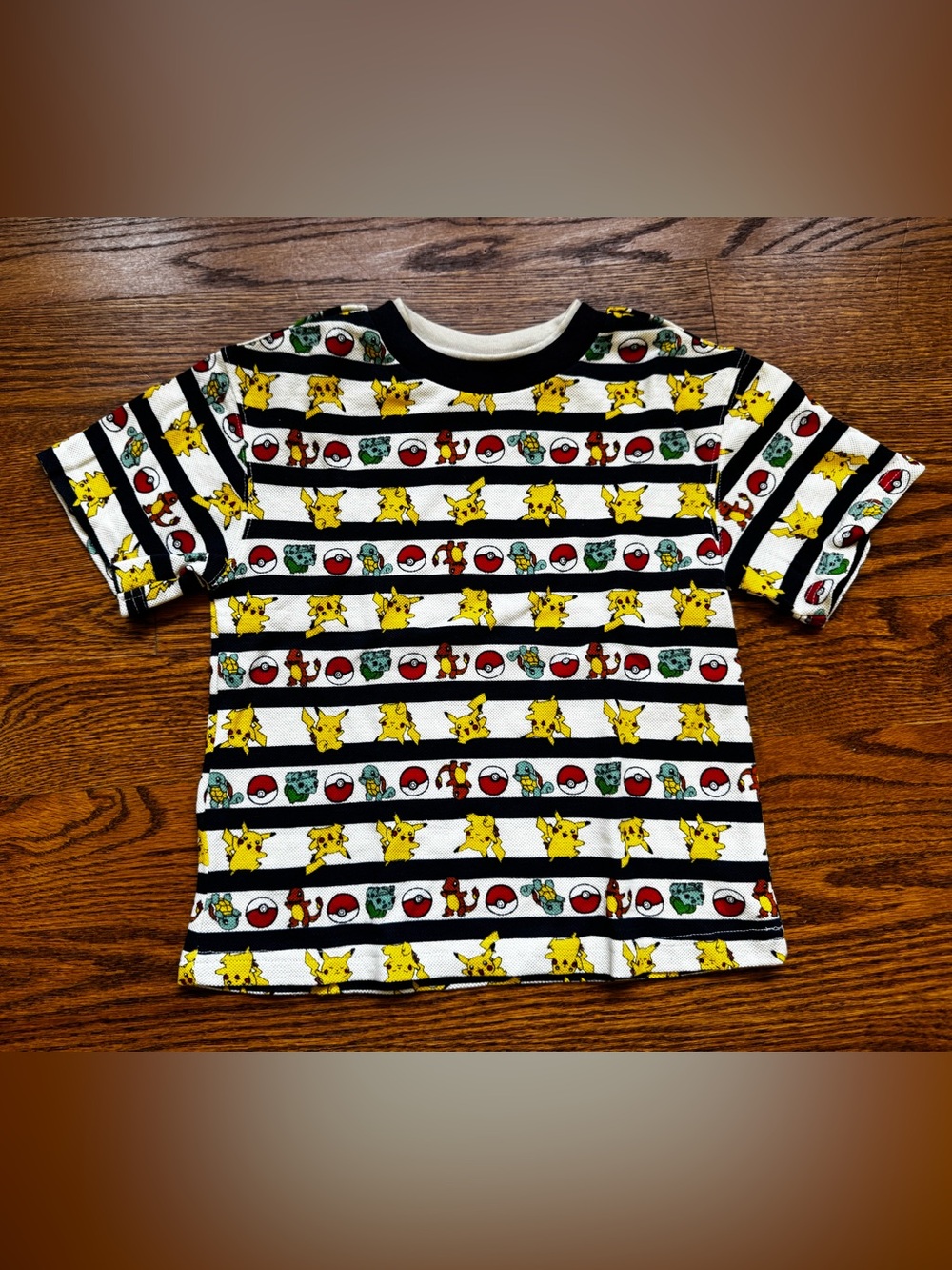 Vintage Pokemon Pikachu Striped Shirt Kids 4 Y2K